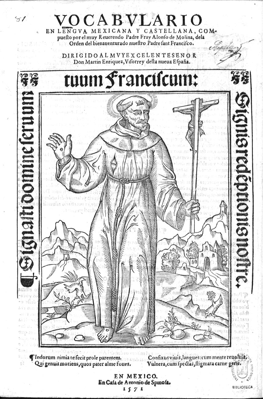 Titel des &bdquo;großen Vokabulars der mexikanischen und kastilischen Sprache&rdquo;, 1571