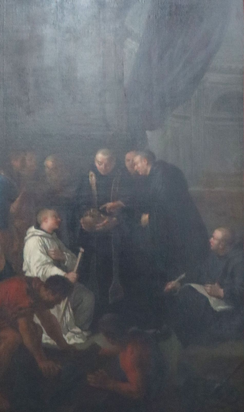Louis de Silvestre: Die Auffindung von Angiliberts unverwestem Leichnam durch Abt Gerwin, 1712, in der Kirche des ehemaligen Klosters in Saint-Riquier