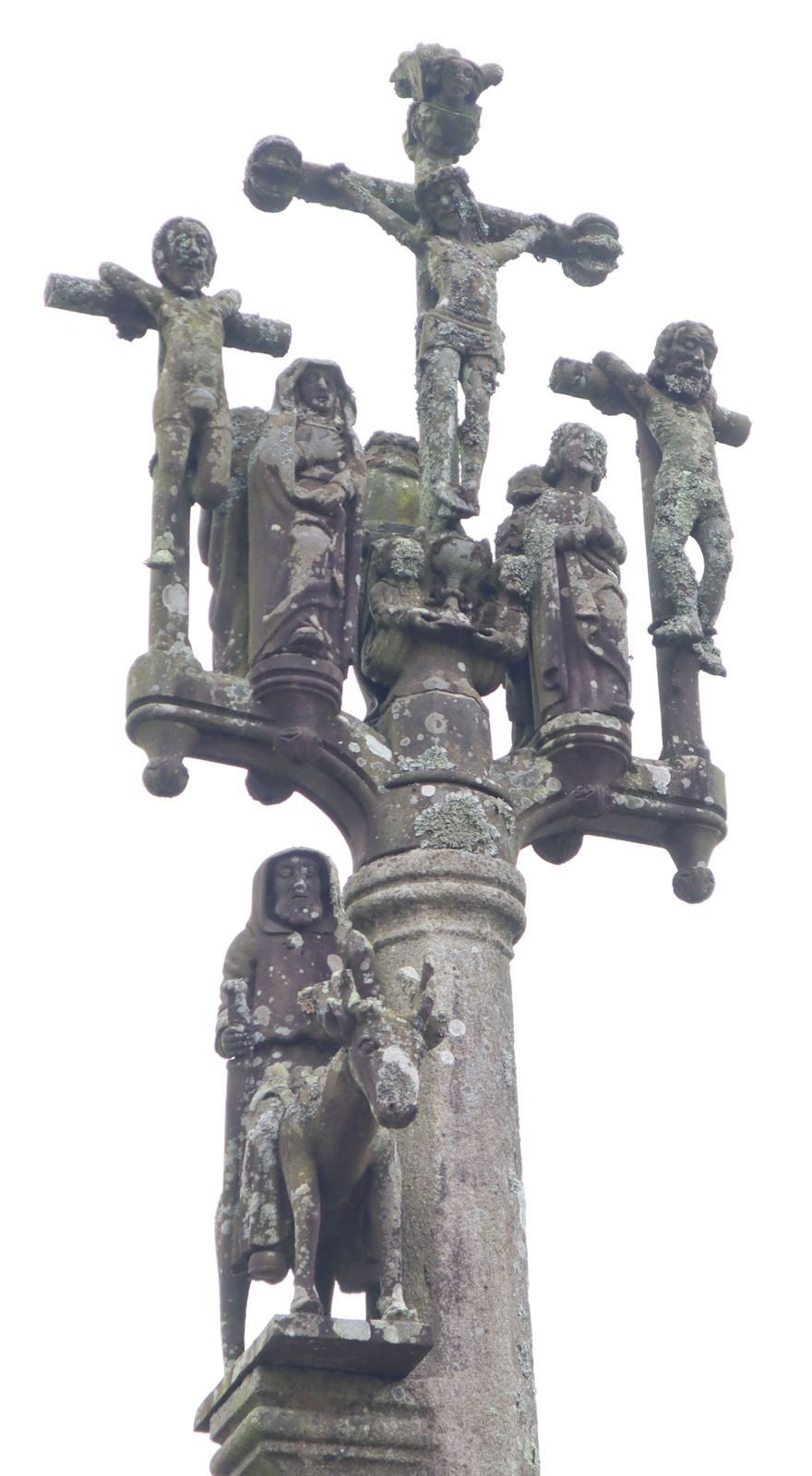Edern, auf dem Hirsch reitend, am „Kalvarienberg” aus dem 17. Jahrhundert an der Kirche in Lannédern