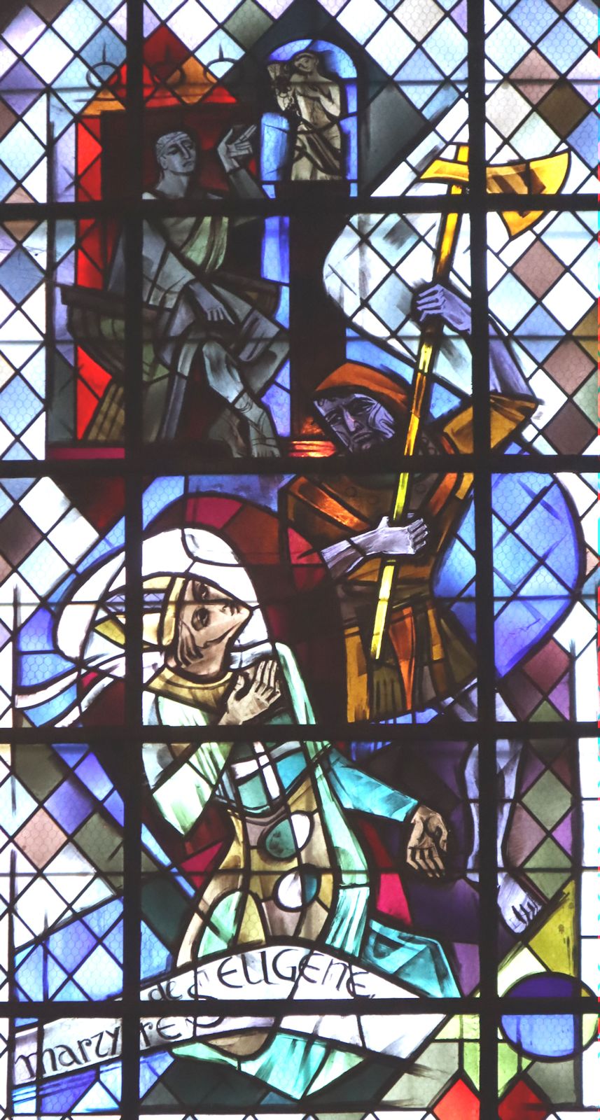 Glasfenster: Eugens Martyrium, in der Pfarrkirche in Deuil-la-Barre