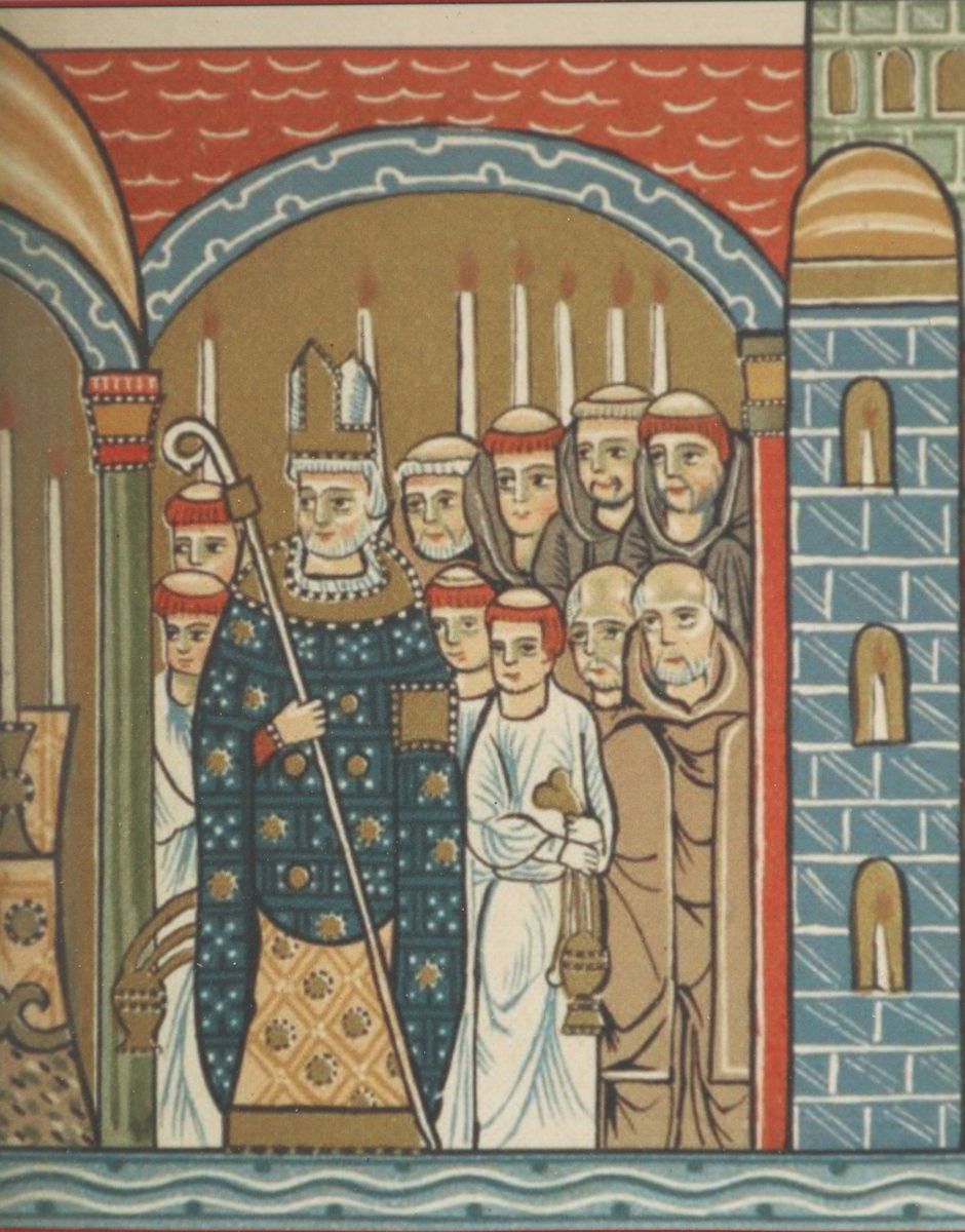 Buchmalerei: Hugo mit Mönchen von Cluny