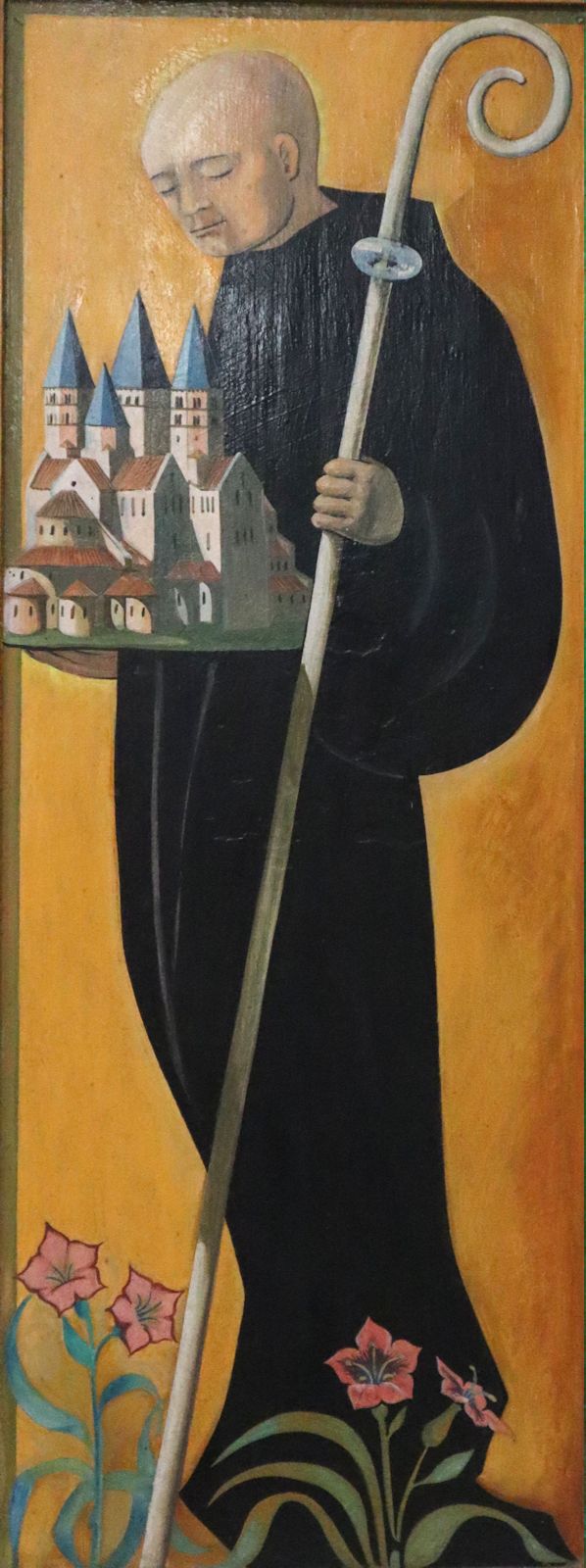Michel Bouillot: Ausschnitt aus dem Polyptychon der Äbte des ehemaligen Kloster Cluny, 1983, in der Kirche Notre Dame in Cluny