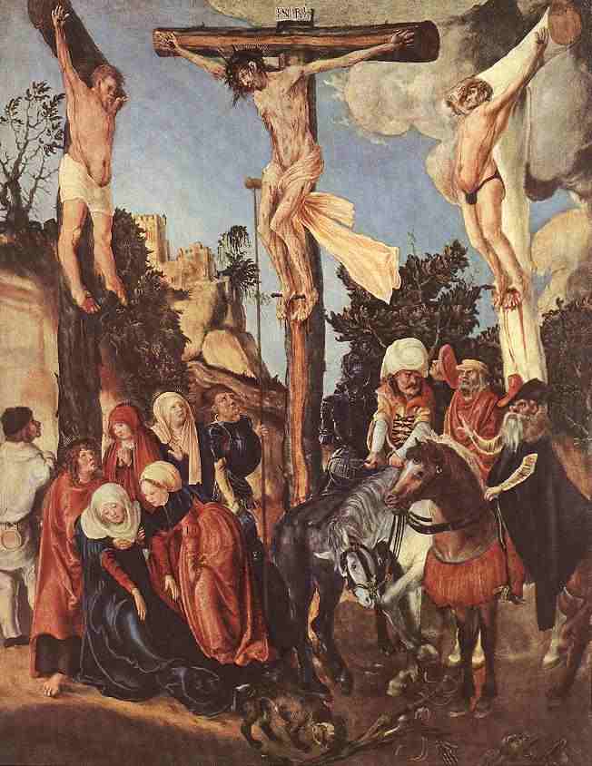 Lukas Cranach der Ältere: Jesus am Kreuz, 1500 - 1503, im Kunsthistorischen Museum in Wien