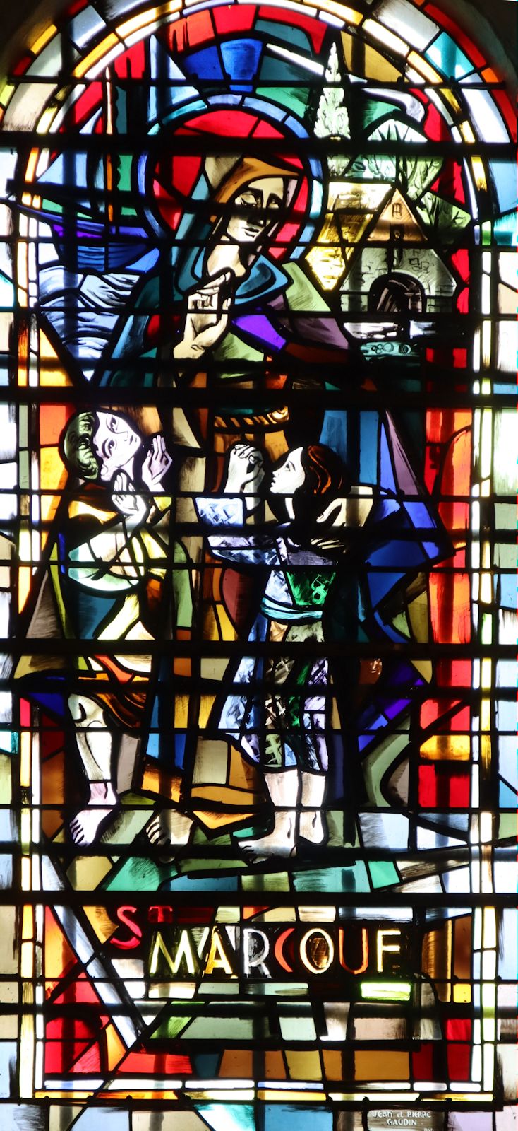 Glasfenster in der Pfarrkirche in Saint-Marcouf-de-l'Isle