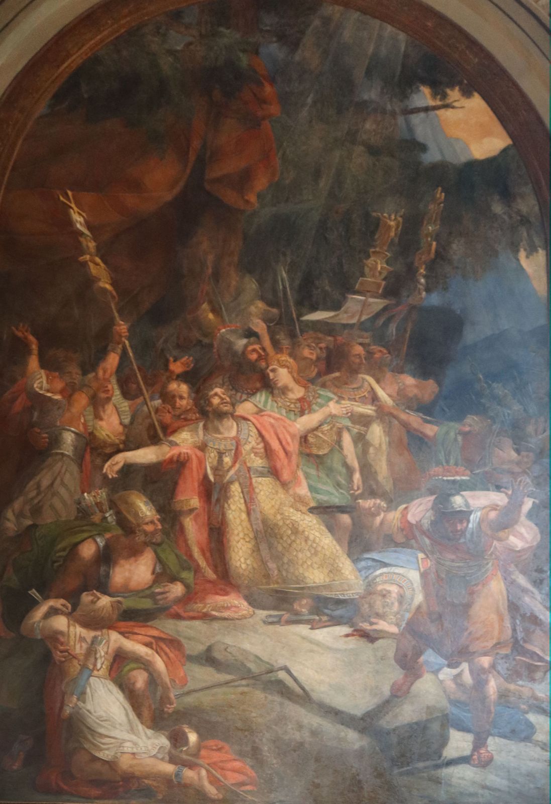 Auguste Vinchon: Das Martyrium von Mauritius und seiner Gefährten, Fresko, 1822, in der Kirche Saint-Sulpice in Paris