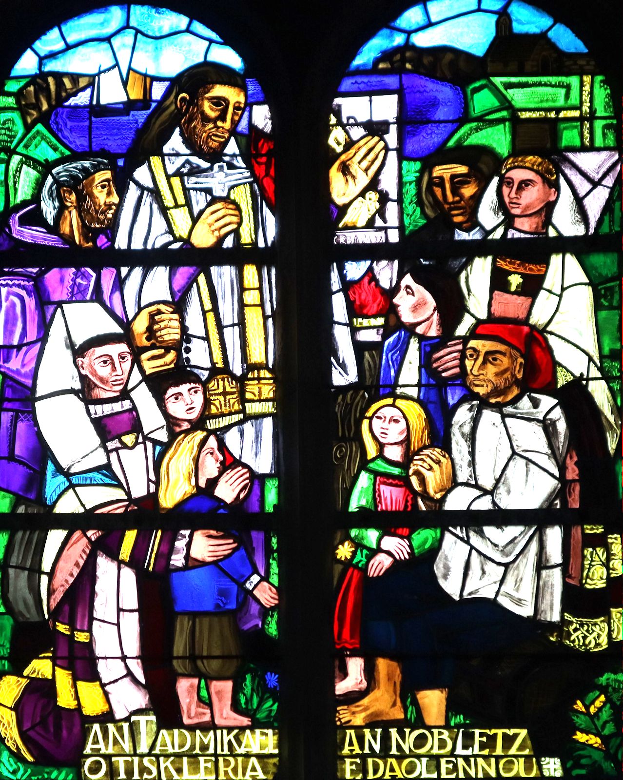 Max Ingrand: Michael Le Nobletz bei der Mission, Glasfenster, in der Pfarrkirche in Plouguerneau