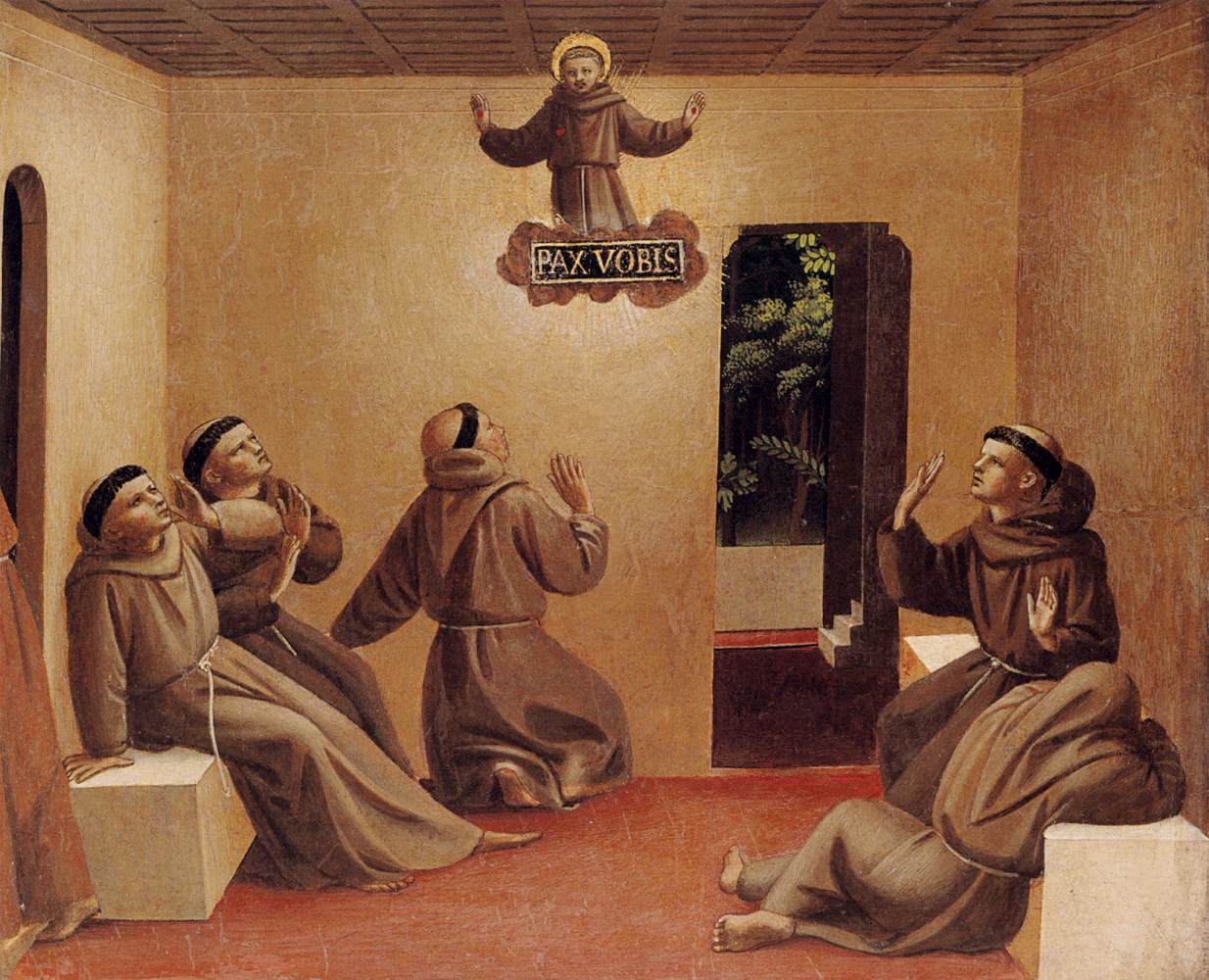 Johannes „Angelikus” von Fiesole: Franziskus erscheint den Brüdern beim Ordenskapitel in Arles, 1429 in der Gemäldegalerie in Berlin