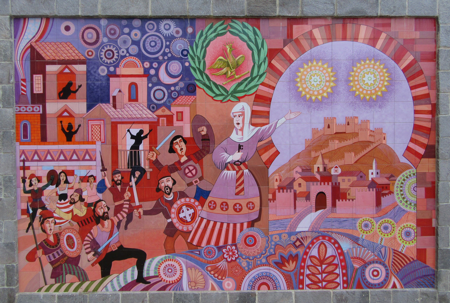 Azulejo mit der Legende der Armengola auf dem Platz in Orihuela, an dem früher das Kapuzinerkloster stand