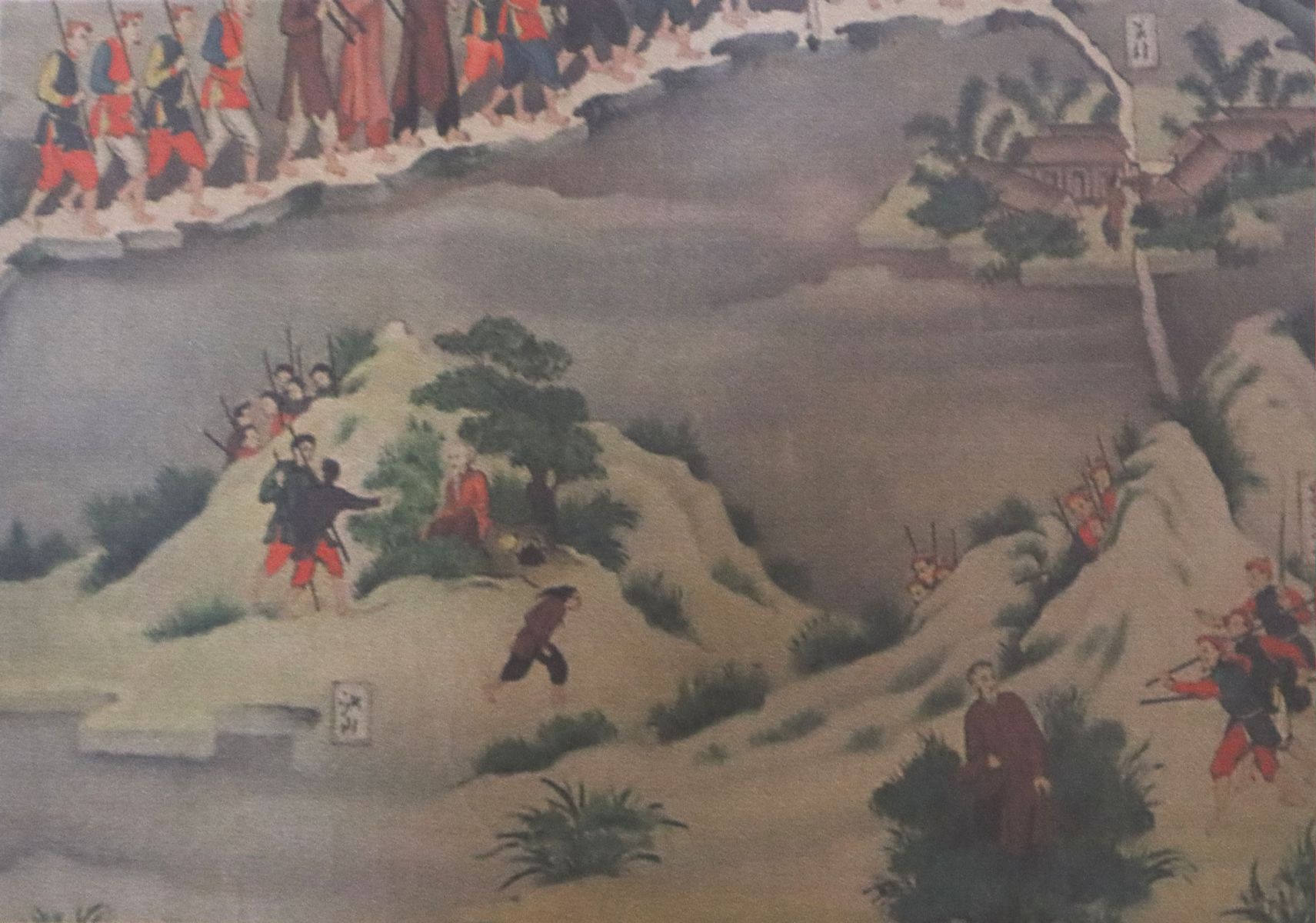 Dumoulin-Bories Verhaftung in einer Dünenlandschaft, Reproduktion eines Bildes im Diözesanmuseum an der Kathedrale in Tulle, in der Pfarrkirche in Beynat