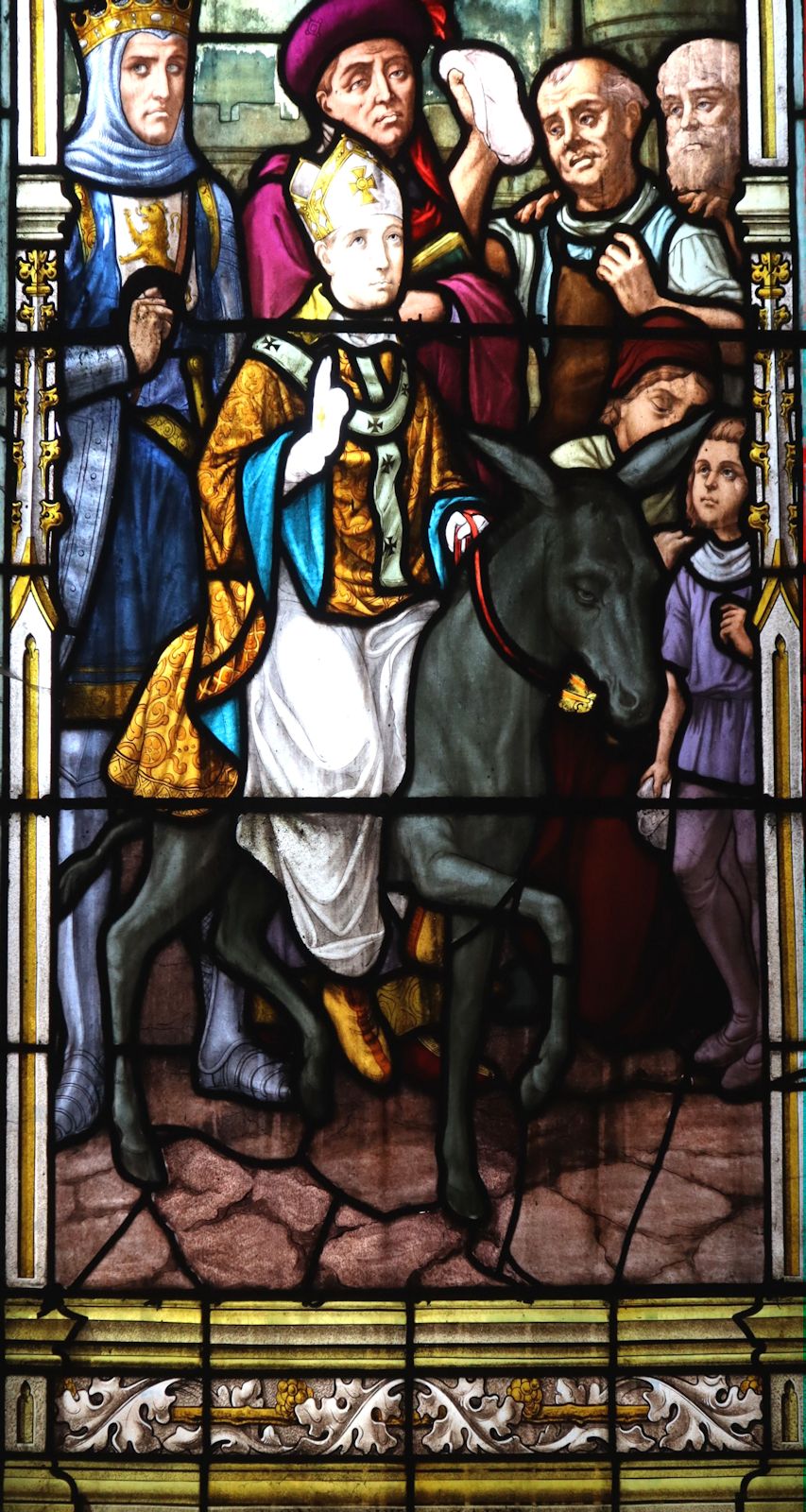 Petrus' Einzug in Metz auf einem Esel, Glasfenster, 16. Jahrhundert, in der Pfarrkirche in Ligny-en-Barrois