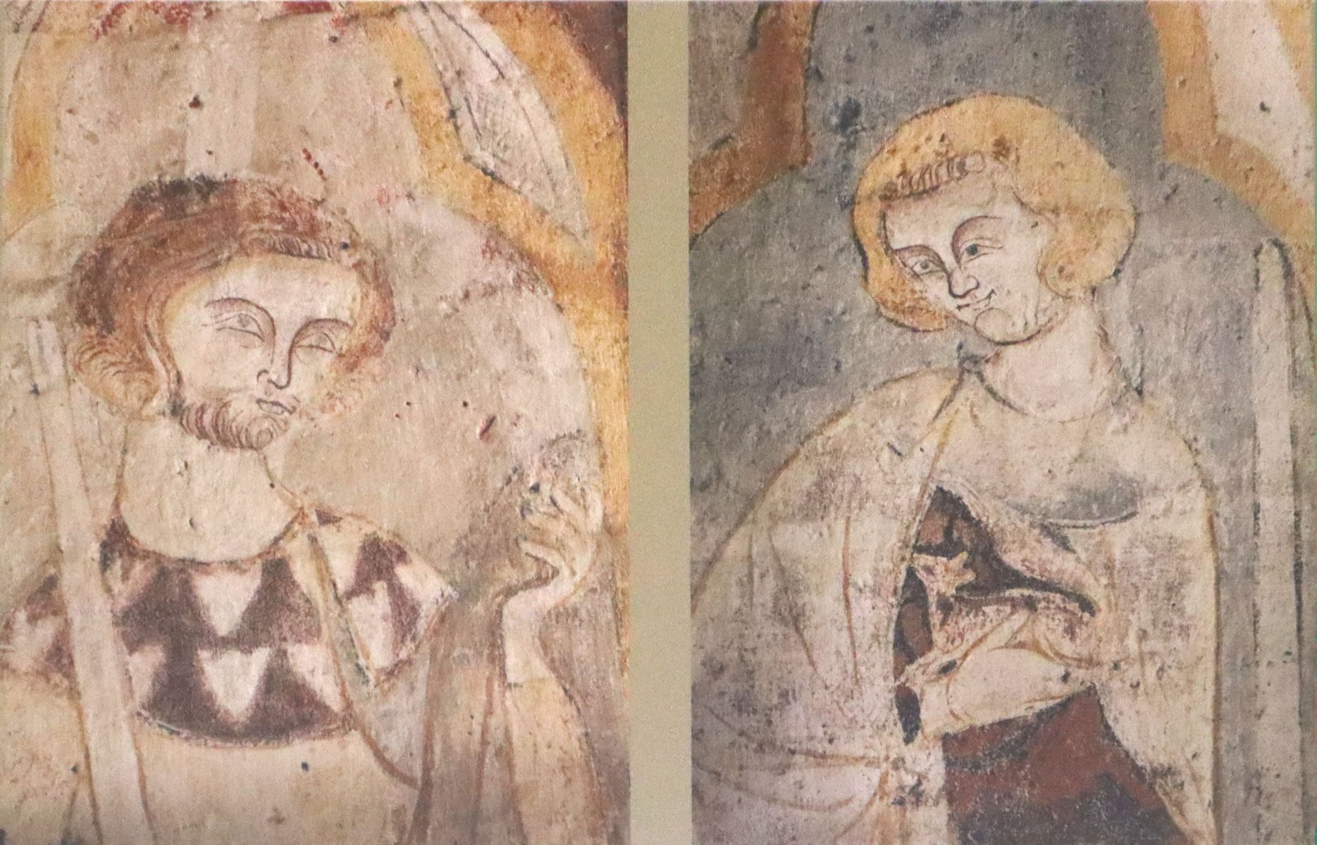 Reproduktion von Fresken: Savianus (links) und Cyprianus, um 1300, in der Kathedrale in Poitiers