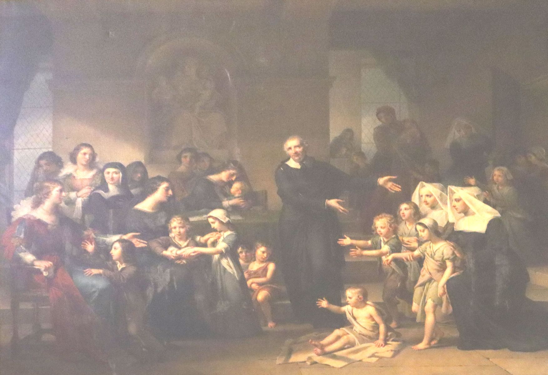 Ch. Meunier: Vinzenz predigt den Damen am Königshof in Paris, vor 1824, in der Kathedrale in Lyon